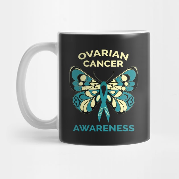 Ovarian Cancer Awareness Butterfly Teal Ribbon by mstory